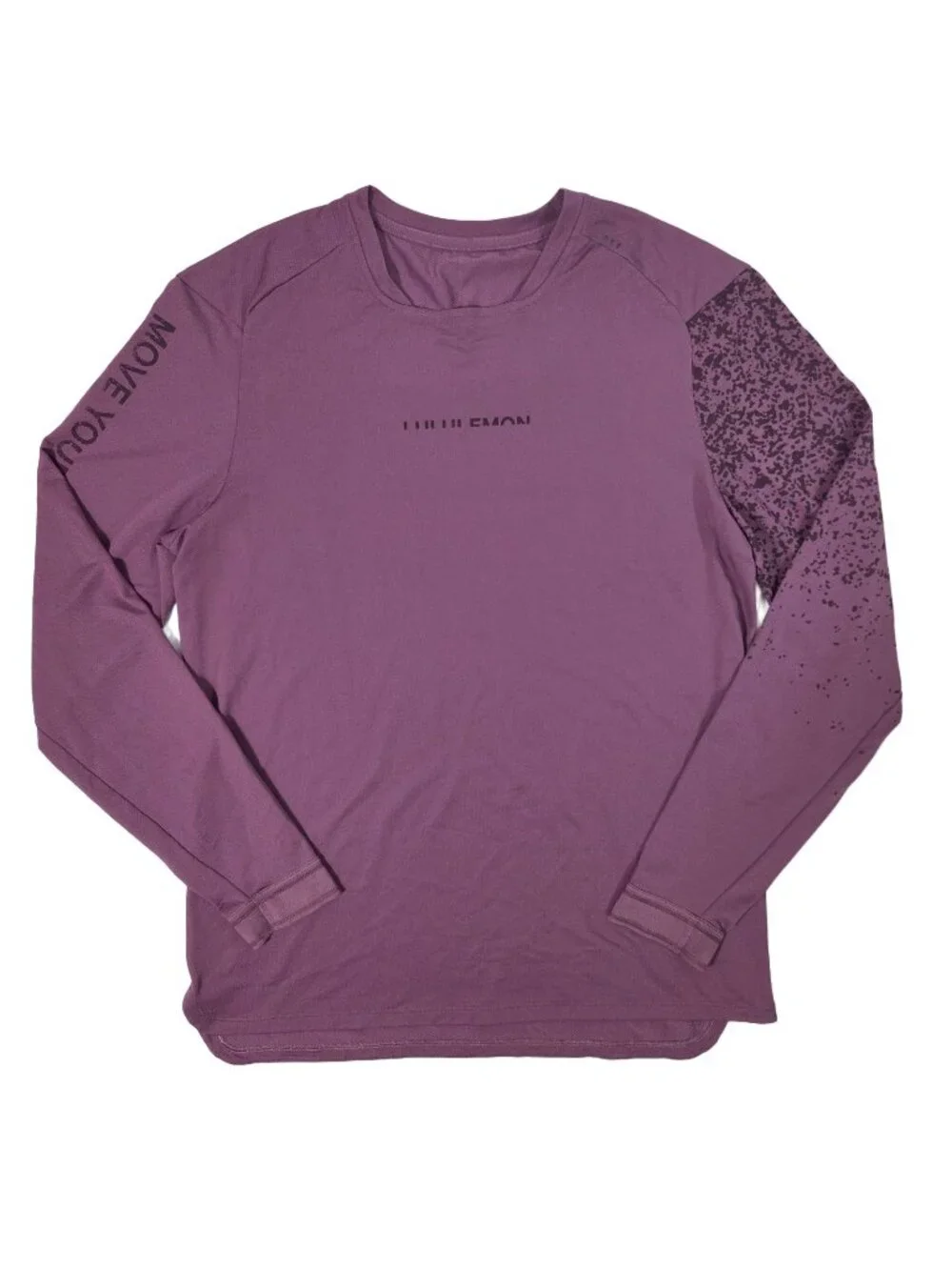 Lululemon Men Vent Tech Top M Purple Square Neck Running Logo Long Sleeve